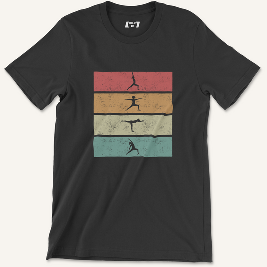Retro Warrior Pose Distressed Yoga Graphic Tee