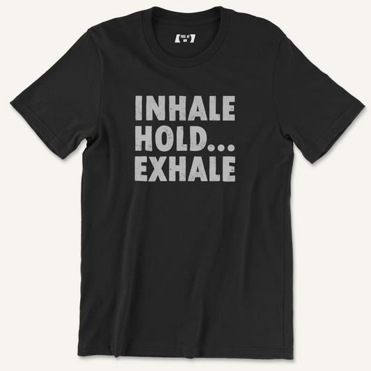 Inhale Hold Exhale Distressed Yoga Graphic Tee