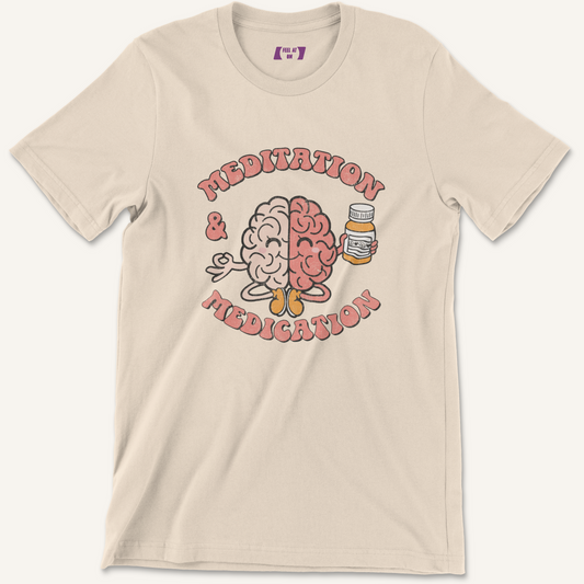 Meditation & Medication Distressed Yoga Graphic Tee