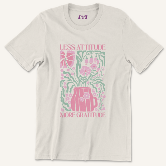 Less Attitude More Gratitude Distressed Graphic Tee